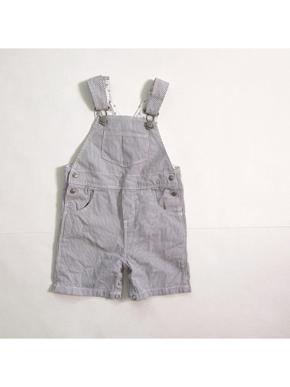 Petit Bateau Baby Short Striped Overalls, Size 12 Months